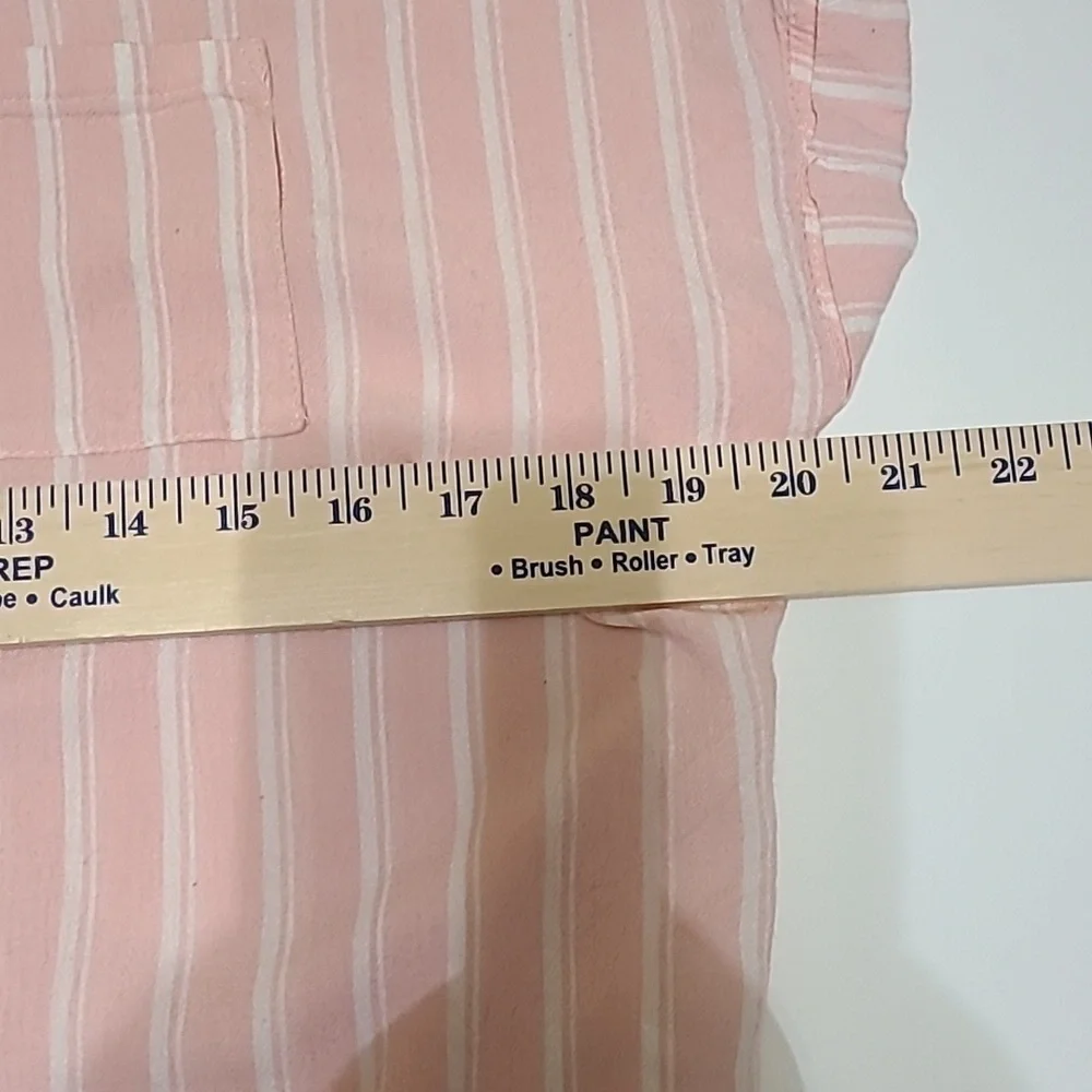 JUSTICE Girls Pink White‎ Striped Button Up Tie at Waist Blouse - Size 12